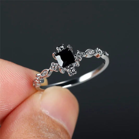 Vintage Female Zircon Ring  with Square Crystal - Cool Creations