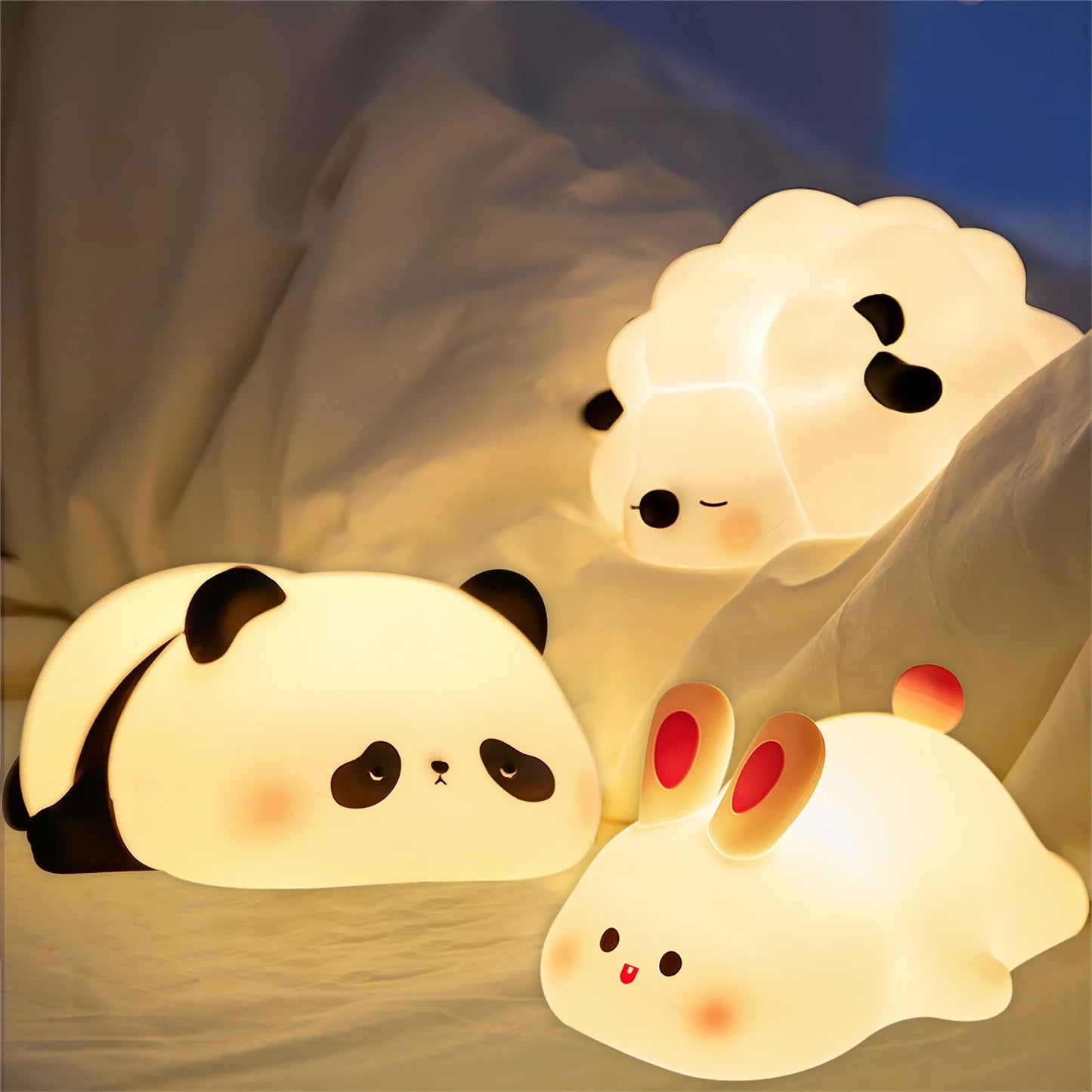 LED Night Lights Cute Sheep, Panda, and Rabbit Silicone Lamp - Cool Creations