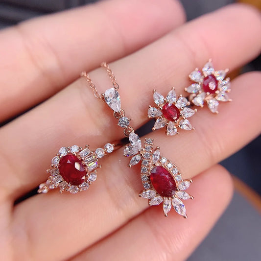 Women's 3-Piece Natural Ruby Fine Jewelry Set